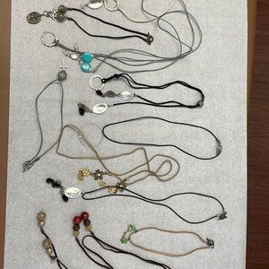 Lot of Leather Cord Necklaces and 2 Sets Matching Earrings